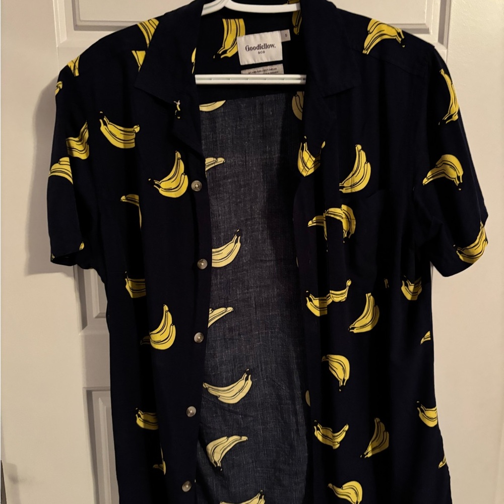 Goodfellow Navy Banana Print Shirt